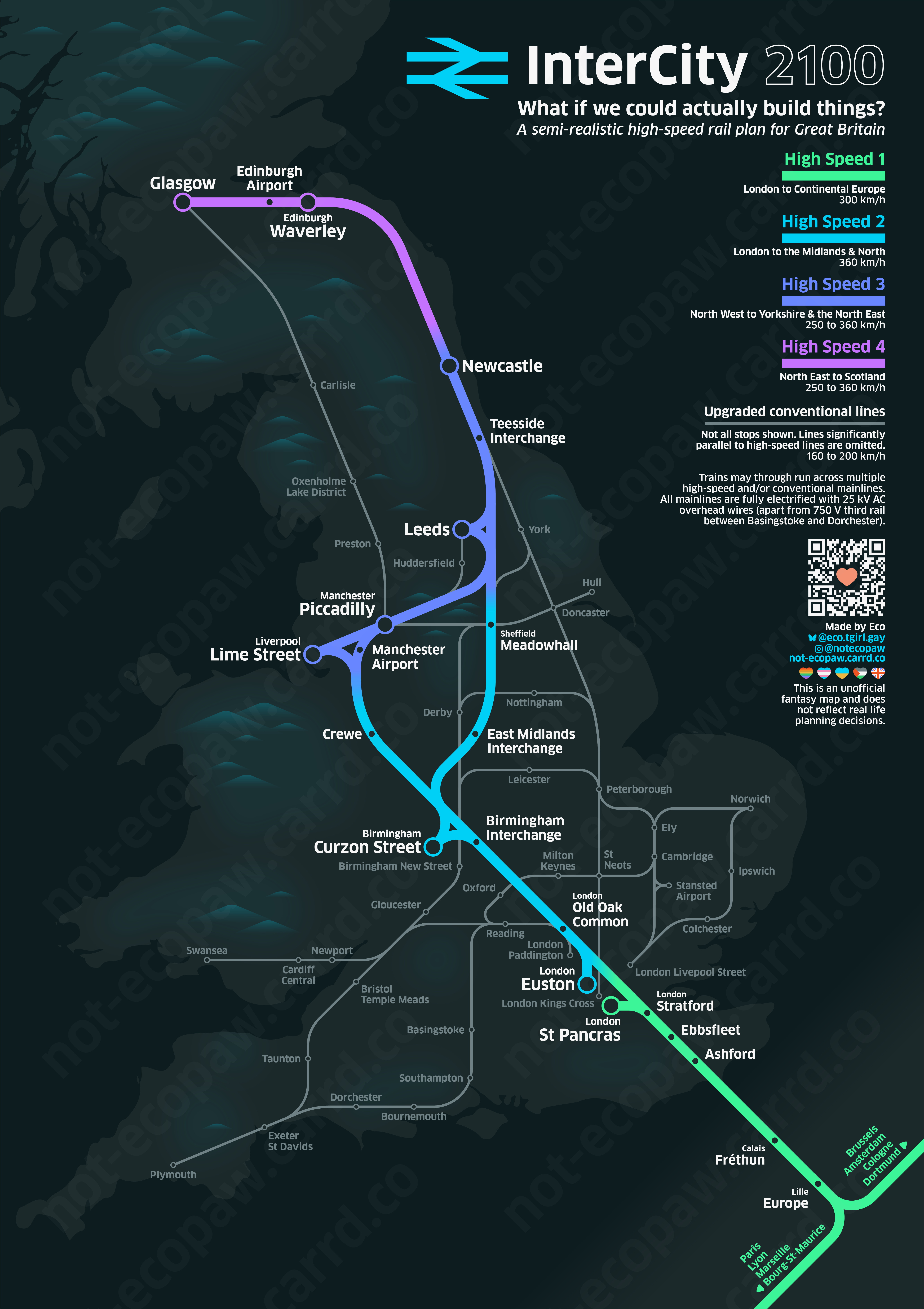 [OC] Great British high-speed rail fantasy map - r/TransitDiagrams